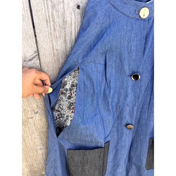 Buru | NWOT Le Cape Contrast Pockets Reversible Dark Chambray Size XS - Picture 4 of 11